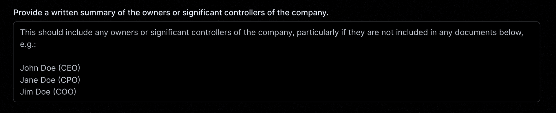 Governance written summary